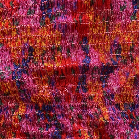 NWOT Free People Hot Pink Ditsy Floral Print Blouse Puff Sleeve Top, XL - Picture 9 of 11